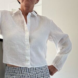 Theory White  Crop Shirt